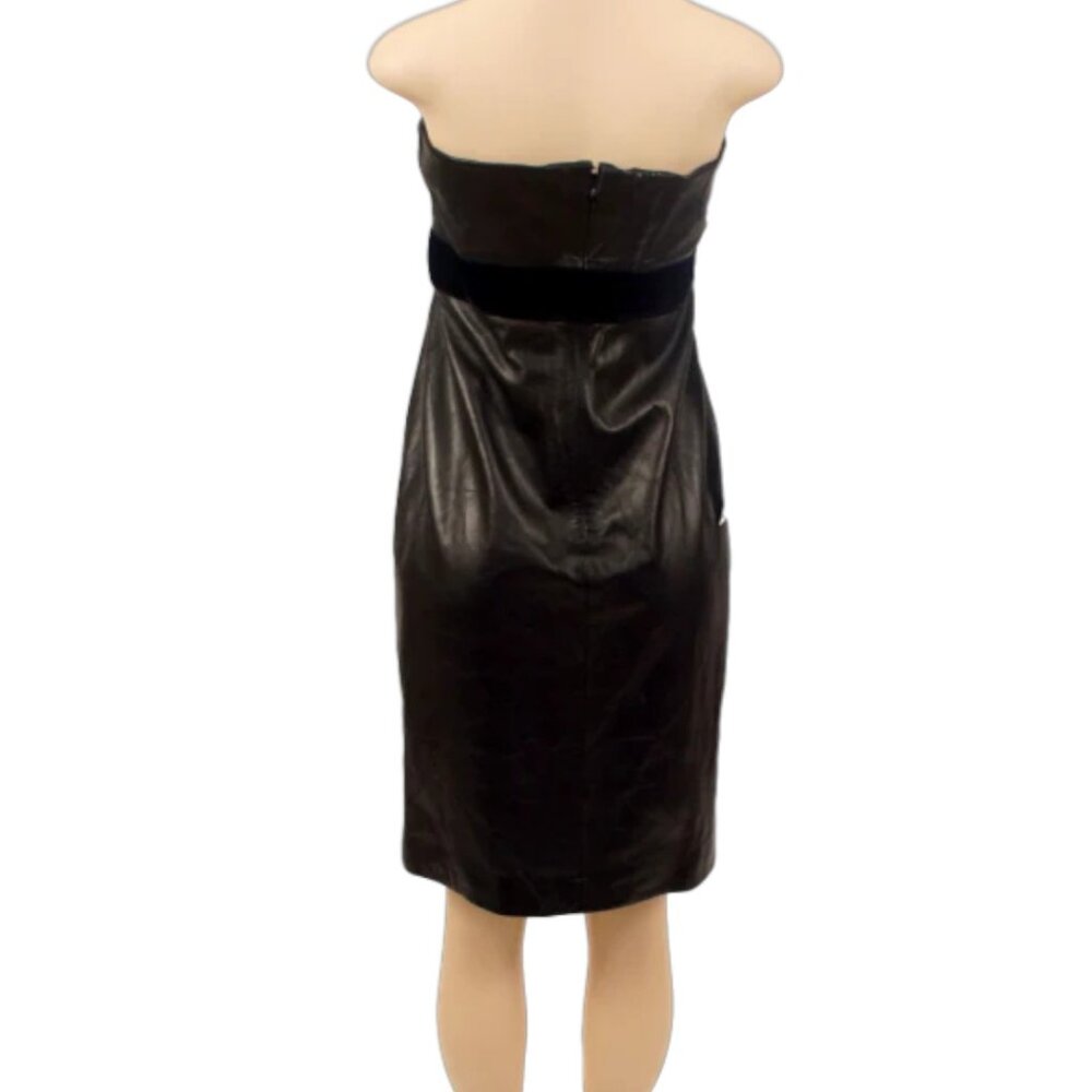 Valentino Leather & Velvet Strapless Dress - Picture 4 of 5
